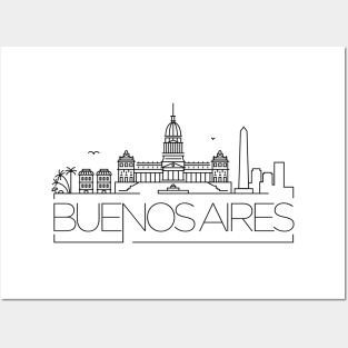 Buenos Aires Minimal Skyline Posters and Art